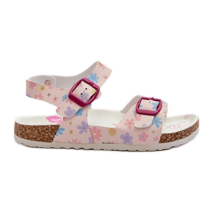 Sandali da bambino con fiori e fibbie, colore rosa Memoria