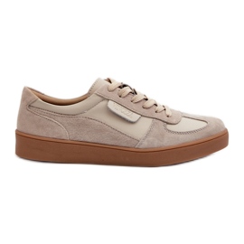 Sneakers da Donna in Pelle Grigia e Beige Vinceza 7333