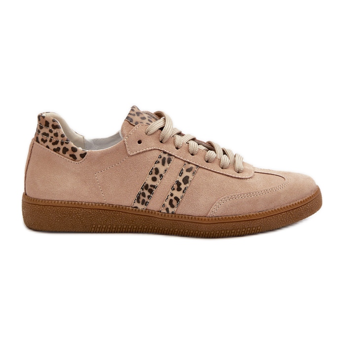 Zazoo N1068 Sneakers Basse da Donna in Camoscio, Beige