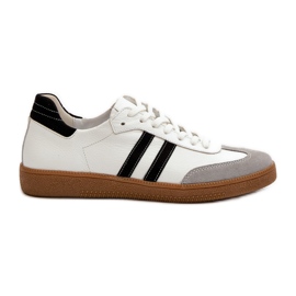 Zazoo N1068 Scarpe da ginnastica basse in pelle da donna, bianche bianca