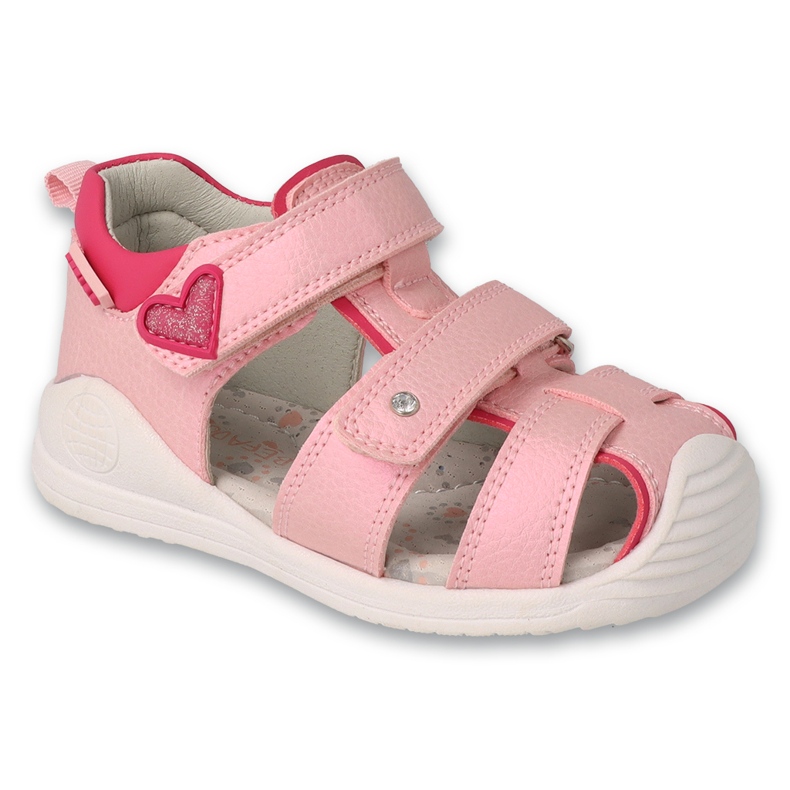 Sandali per bambini di Befado per Velcro 170P082 Inserto in pelle rosa