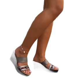 Sabot con zeppa Raja grigio scuro metallizzato