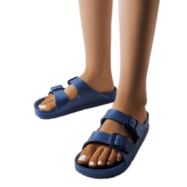 Ciabatte in gomma blu navy con fibbie Eugene