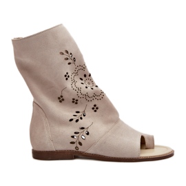 Zazoo 3437 Sandali da donna in pelle scamosciata con cerniera superiore Beige chiaro