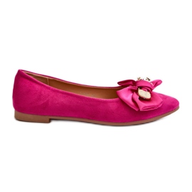 Ballerine da Donna in Eco Camoscio Con Fiocco e Spilla Fucsia Satris rosa