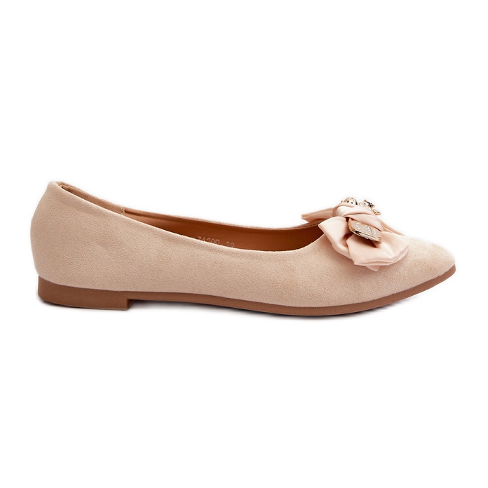 Ballerine da Donna in Eco Camoscio Con Fiocco e Spilla, Satris Beige Chiaro