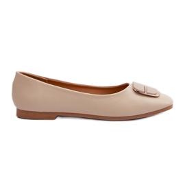 Ballerine Da Donna In Eco Pelle Con Decorazione, Beige Edoslli