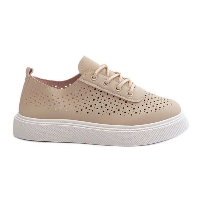 Sneakers Tanvi traforate beige sulla piattaforma
