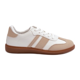 Sneakers Basse da Donna in Ecopelle Beige Dorvalia
