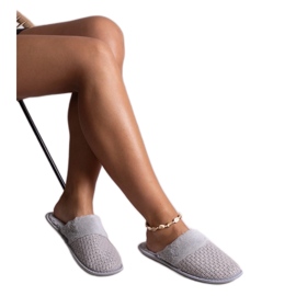 Pantofole grigie decorate con filo Sira grigio