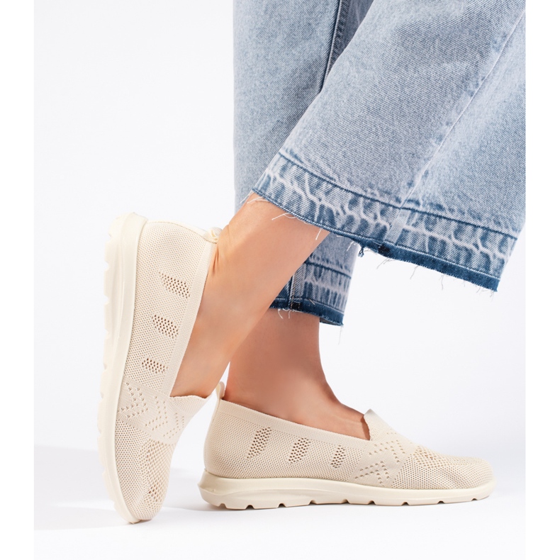 Slip-on da donna in tessuto beige