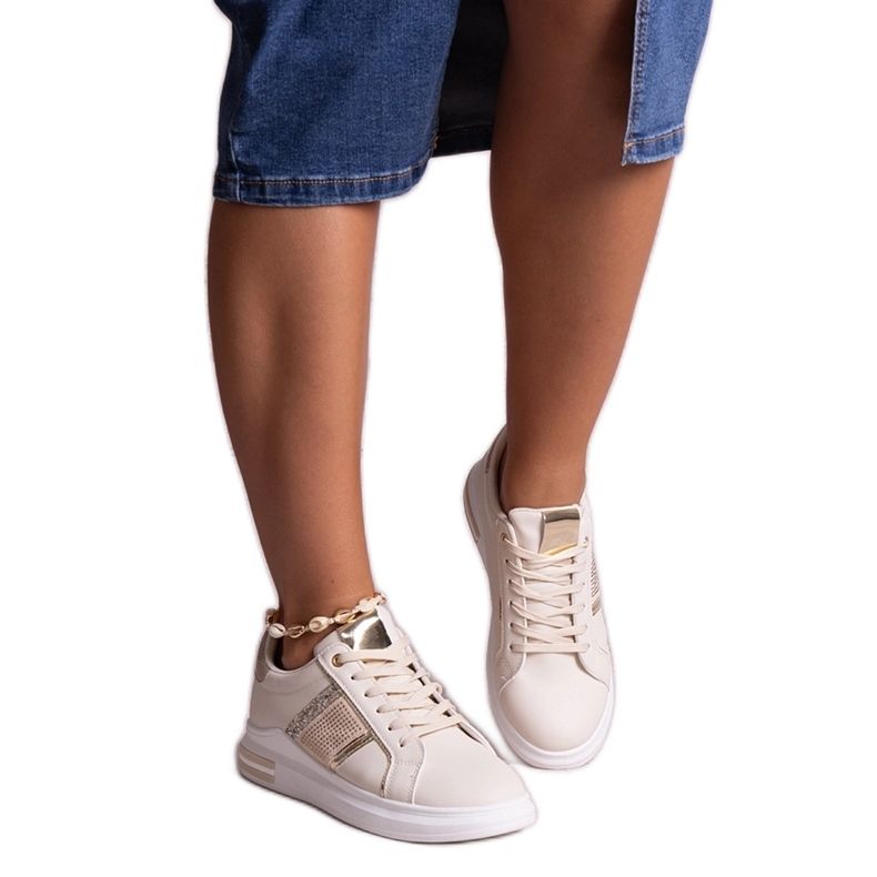 Sneakers beige decorate con strass Xarles