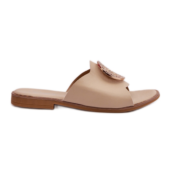 Infradito da donna con tacco piatto e decorazione Rivashea beige
