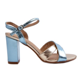 Sandali tacco alto in ecopelle Blu e Oro Abilica