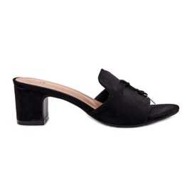 Infradito da donna con tacco alto in eco camoscio, Jemenna colore nero