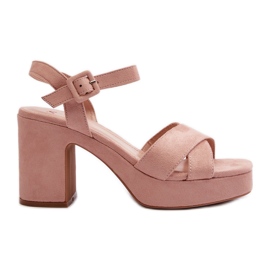 Sandali da Donna Realizzati in Eco Pelle Scamosciata su Tacco e Plateau, Colore Rosa Sakane