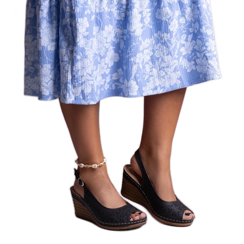 Sandali con zeppa Sakna neri nero