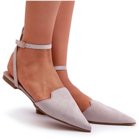 Ballerine stringate in ecopelle scamosciata con punta a punta, Ellesara Grigia grigio