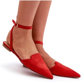 Ballerine stringate in ecopelle scamosciata con punta a punta, Ellesara Rosso
