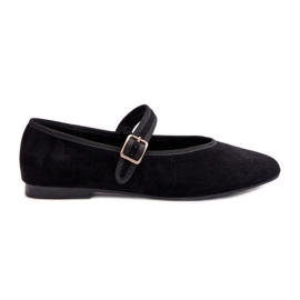 Ballerine Realizzate in Eco Pelle Scamosciata, Allacciate Con Fibbia, Anlofi Nere nero