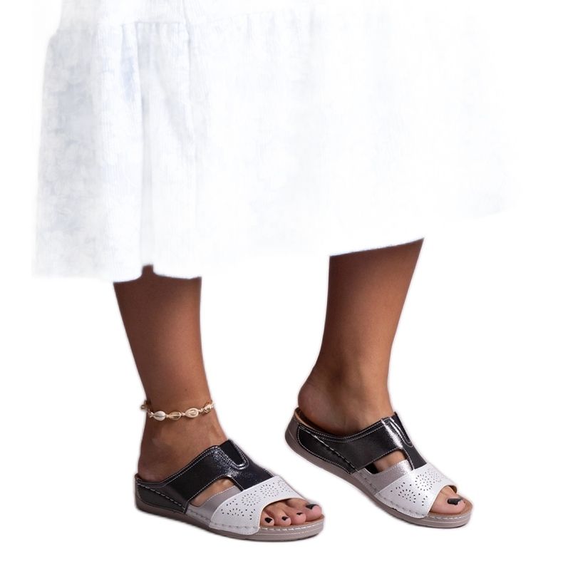 Infradito Saminar lucide bianche e nere bianca