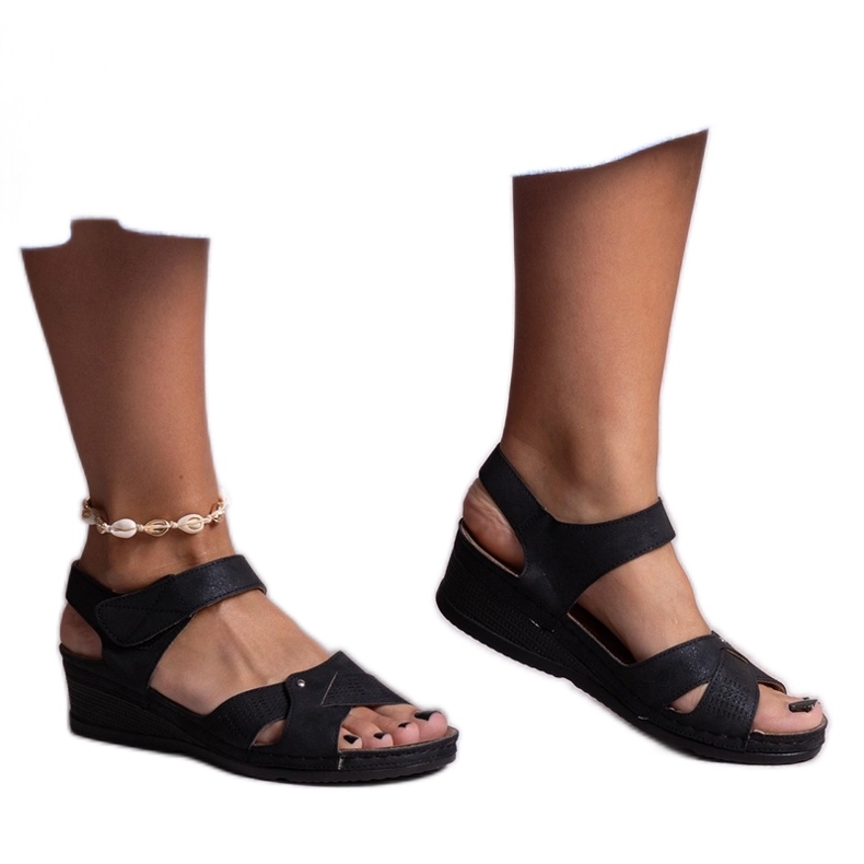 Sandali neri con zeppa bassa Kirane nero