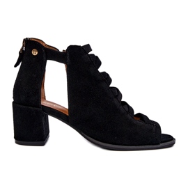 Sandali con Tacco Alto da Donna in Camoscio Maciejka 06456-01 Nero
