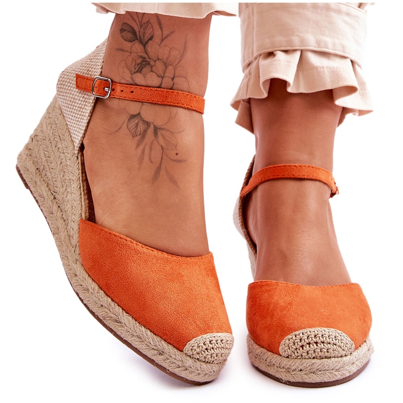 Espadrillas in pelle scamosciata Sandali con zeppa Arancione Cammer arancia