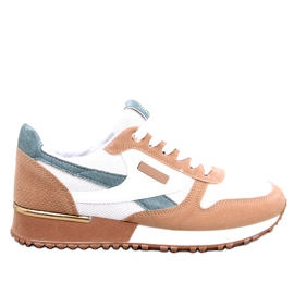 Sneakers sportive da donna, bianche e beige bianca