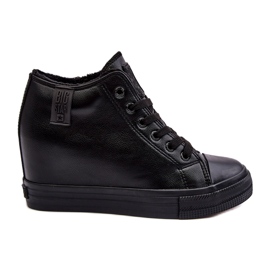 Sneakers con zeppa in pelle da donna Big Star MM274001 Nere nero