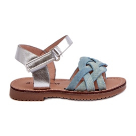 Sandali blu da bambino con chiusura in velcro e cinturini intrecciati