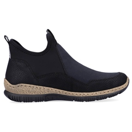 Comodi stivaletti slip-on da donna neri Rieker N3275-00 nero