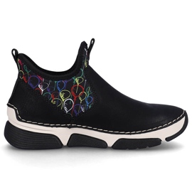 Comodi stivaletti slip-on neri da donna Rieker 45957-00 nero