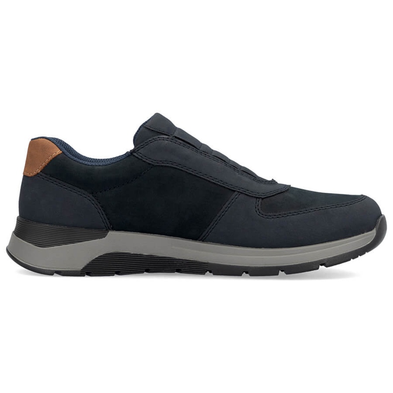 Comode scarpe slip-on da uomo in pelle, blu navy, Rieker 39652-14