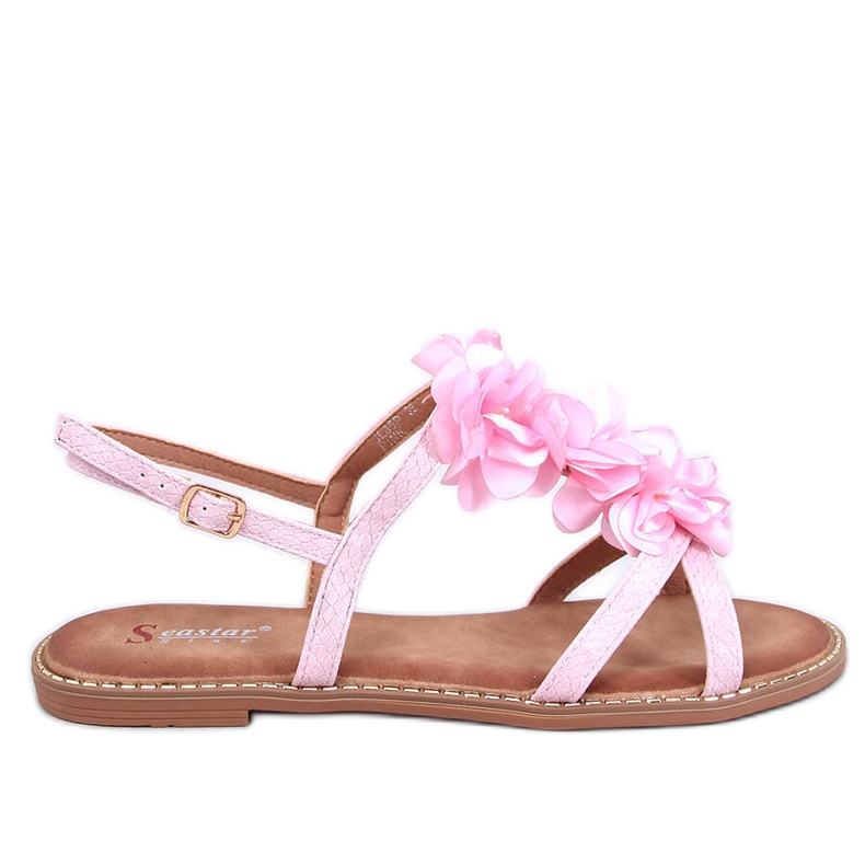 Amaur Sandali rosa con fiori delicati