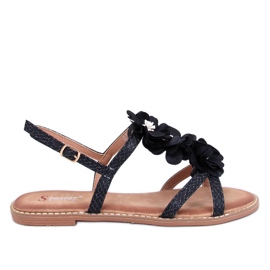 Amaur Sandali neri con fiori delicati nero