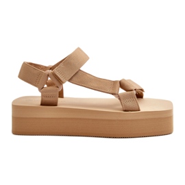 Ideal Shoes Sandali con plateau da donna, Beige