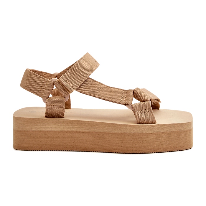 Ideal Shoes Sandali con plateau da donna, Beige