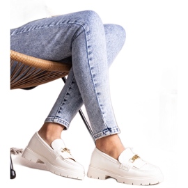 Bez marki Scarpe bianche con fibbia dorata di Anielania bianco