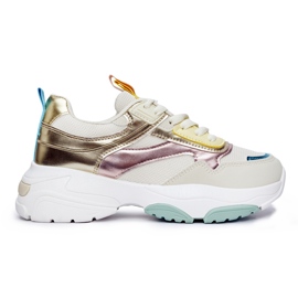 Scarpe sportive da donna con suola spessa d'oro