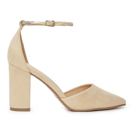 Décolleté tacco alto in camoscio beige
