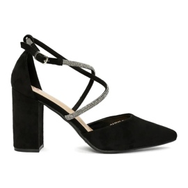 Décolleté nere in camoscio con paillettes nero