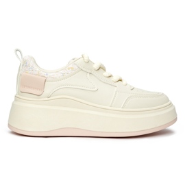 Sneaker da donna color crema con suola spessa beige