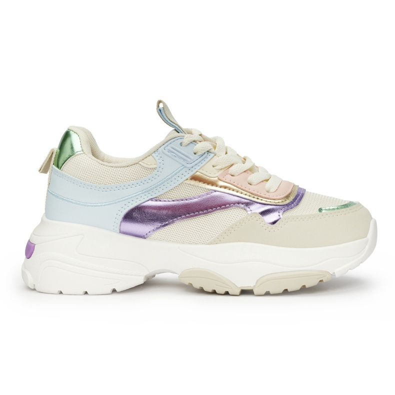 Scarpe sportive da donna multicolori con suola spessa beige