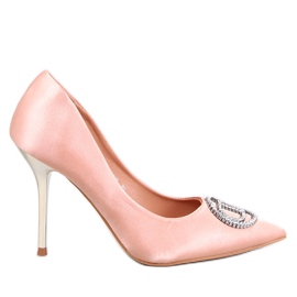 Tacco alto Malconi champagne con decoro di cristalli rosa