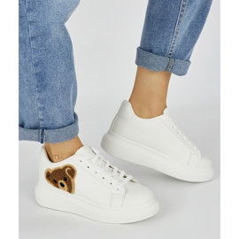 Scarpe sportive da donna bianche con orsetto bianca