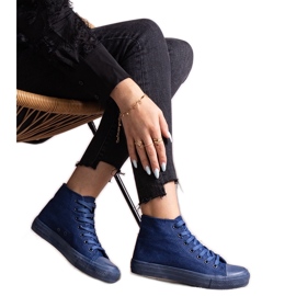 Sneaker alte in denim Raffie blu