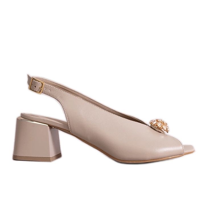 Sandali con tacco alto in pelle beige Karino