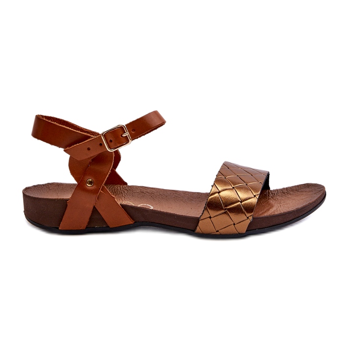 Zazoo 40027 Sandali piatti in pelle da donna, Rame marrone