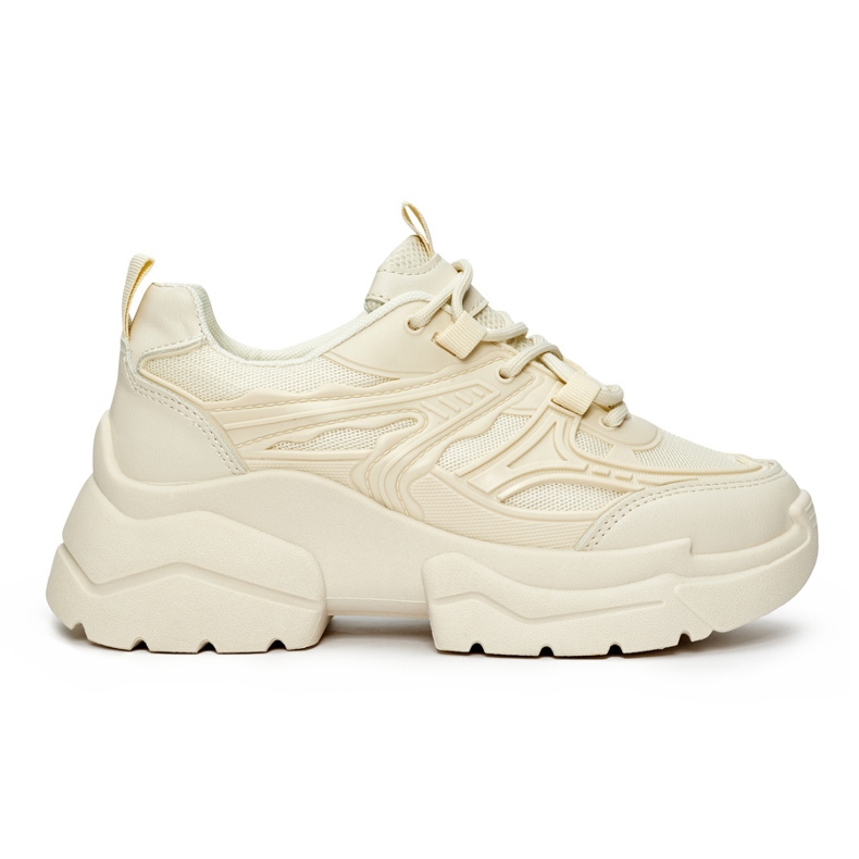 Sneakers color crema con suola spessa beige